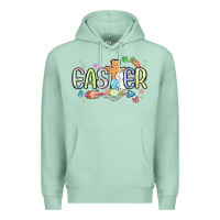 Seafoam easter cross with bunny Premium Hoodie - MaliasSmallBusiness