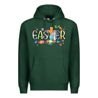 Sports Green easter cross with bunny Premium Hoodie - MaliasSmallBusiness