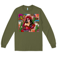 Army Green mexico girl serape Long Sleeve Tee - Zillion Design Studio