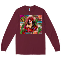 Burgundy mexico girl serape Long Sleeve Tee - Zillion Design Studio