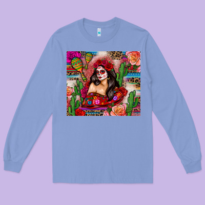 Mexico Girl Serape Long Sleeve Tee Designed By Zillion Design Studio