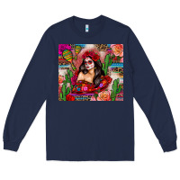 Navy mexico girl serape Long Sleeve Tee - Zillion Design Studio