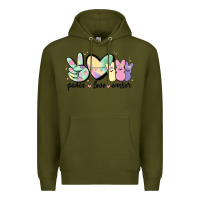 Army Green peace love peeps Premium Hoodie - MaliasSmallBusiness