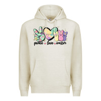 Oatmeal Heather peace love peeps Premium Hoodie - MaliasSmallBusiness