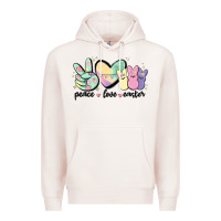 Pale Pink peace love peeps Premium Hoodie - MaliasSmallBusiness