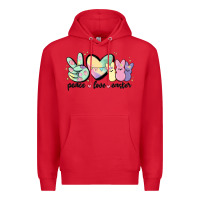 Red peace love peeps Premium Hoodie - MaliasSmallBusiness