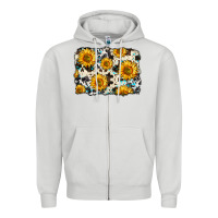 Dove Grey cowhide sunflower pattern Zipper Hoodie - Zillion Design Studio