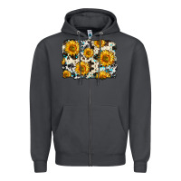 Smoke cowhide sunflower pattern Zipper Hoodie - Zillion Design Studio