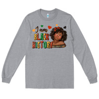 Heather Grey i am black history afro girl Long Sleeve Tee - texasbilliewilder