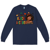Navy i am black history afro girl Long Sleeve Tee - texasbilliewilder