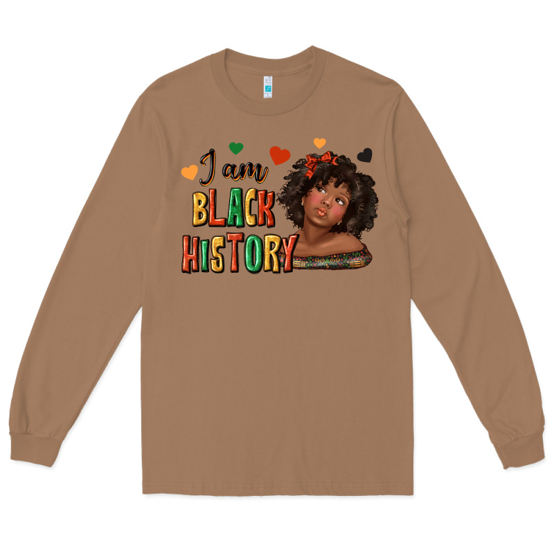 I Am Black History Afro Girl Long Sleeve Tee by texasbilliewilder | Teevron