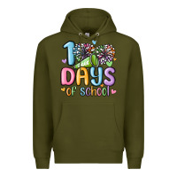 Army Green 100 days of school cheer Premium Hoodie - MaliasSmallBusiness