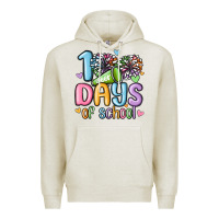 Oatmeal Heather 100 days of school cheer Premium Hoodie - MaliasSmallBusiness