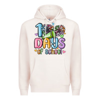 Pale Pink 100 days of school cheer Premium Hoodie - MaliasSmallBusiness