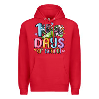 Red 100 days of school cheer Premium Hoodie - MaliasSmallBusiness