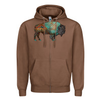 Chestnut aztec bison Zipper Hoodie - RanaPortraitStore