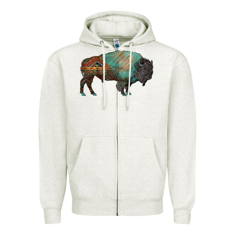 Aztec Bison Zipper Hoodie by RanaPortraitStore | Teevron