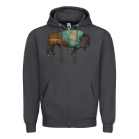 Smoke aztec bison Zipper Hoodie - RanaPortraitStore