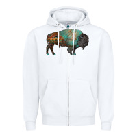 White aztec bison Zipper Hoodie - RanaPortraitStore