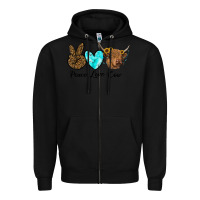 Black peace love cow Zipper Hoodie - RanaPortraitStore