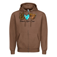 Chestnut peace love cow Zipper Hoodie - RanaPortraitStore