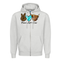 Dove Grey peace love cow Zipper Hoodie - RanaPortraitStore