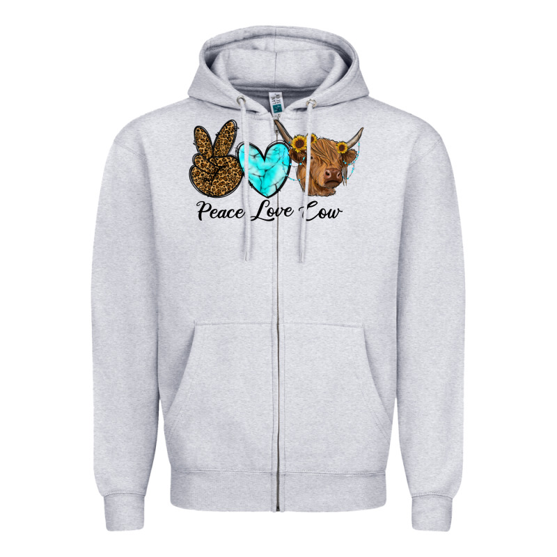Peace Love Cow Zipper Hoodie by RanaPortraitStore | Teevron