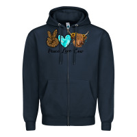 Navy peace love cow Zipper Hoodie - RanaPortraitStore