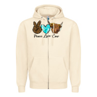 Sandshell peace love cow Zipper Hoodie - RanaPortraitStore