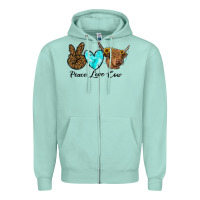 Seafoam peace love cow Zipper Hoodie - RanaPortraitStore