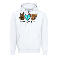 White peace love cow Zipper Hoodie - RanaPortraitStore