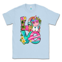 Dusty Blue love summer unicorn Classic Tee - texasbilliewilder