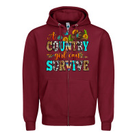 Burgundy a country girl can survive Zipper Hoodie - Zillion Design Studio