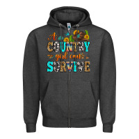 Charcoal Heather a country girl can survive Zipper Hoodie - Zillion Design Studio