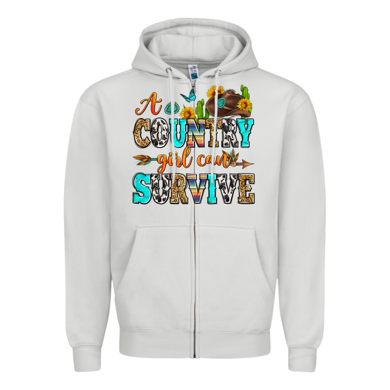 A Country Girl Can Survive Zipper Hoodie by Zillion Design Studio | Teevron