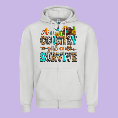 A Country Girl Can Survive Zipper Hoodie Designed By Zillion Design Studio