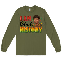 Army Green i am black history with afro black boy Long Sleeve Tee - texasbilliewilder