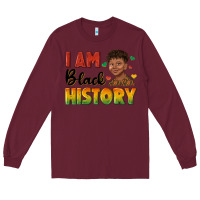 Burgundy i am black history with afro black boy Long Sleeve Tee - texasbilliewilder