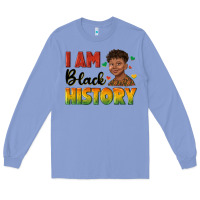 Colony Blue i am black history with afro black boy Long Sleeve Tee - texasbilliewilder