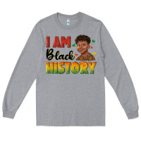 Heather Grey i am black history with afro black boy Long Sleeve Tee - texasbilliewilder