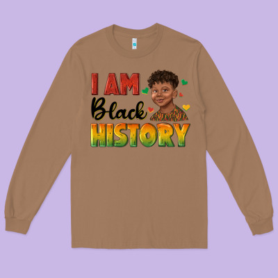 Long Sleeve Tee i am black history with afro black boy