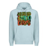Blue Mist i survived 100 days Premium Hoodie - MaliasSmallBusiness