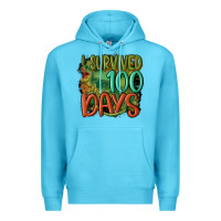 Ocean Blue i survived 100 days Premium Hoodie - MaliasSmallBusiness