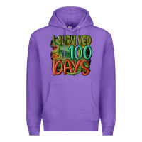 Purple i survived 100 days Premium Hoodie - MaliasSmallBusiness