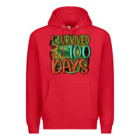 Red i survived 100 days Premium Hoodie - MaliasSmallBusiness
