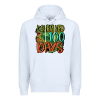 White i survived 100 days Premium Hoodie - MaliasSmallBusiness