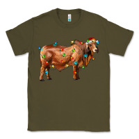 Army Green brahman bull with christmas lights Classic Tee - RanaPortraitStore