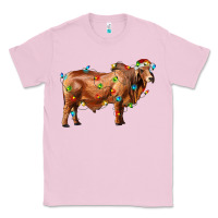 Bubblegum Pink brahman bull with christmas lights Classic Tee - RanaPortraitStore