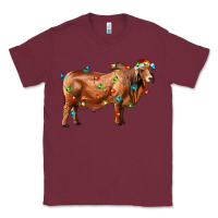 Burgundy brahman bull with christmas lights Classic Tee - RanaPortraitStore