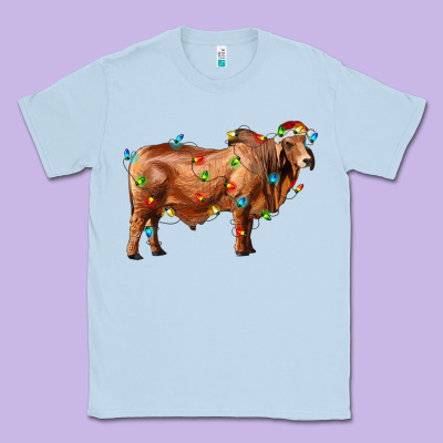 Brahman Bull With Christmas Lights Classic Tee Designed By Ranaportraitstore